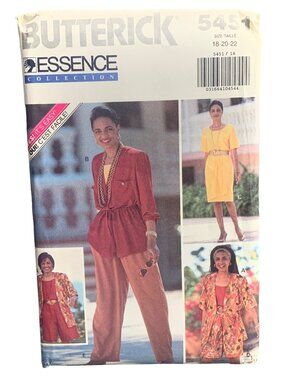 Butterick 5451 Women Coat Shirt Short Skirt Pant Sewing Pattern Size 18-20-22